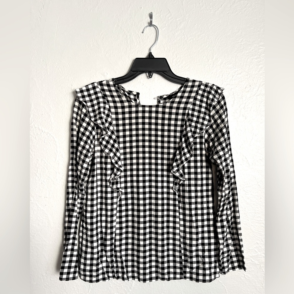 New Look Buffalo Checkered Top with Ruffle Detail Size UK 8 (US Small)